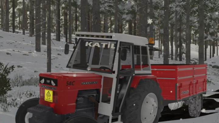 fs22-mods,  Fiat 54C tractor mod in snowy forest setting, FS22 Farming Simulator 22.