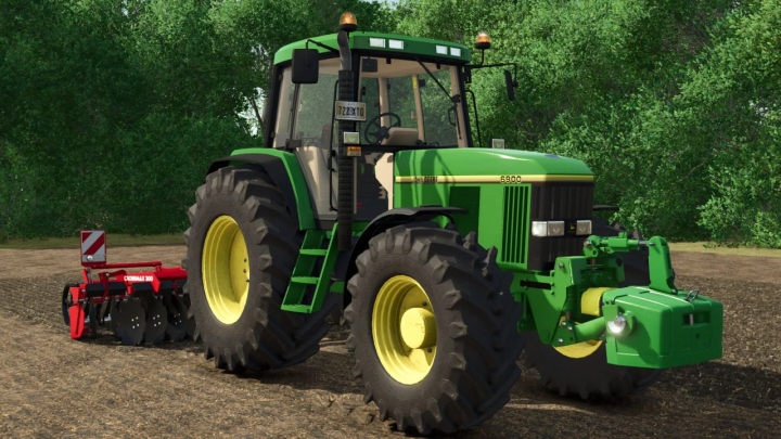 fs25-mods, FS25 mod showcasing John Deere 6000 Series tractor on farmland. Farming Simulator 25 mod.