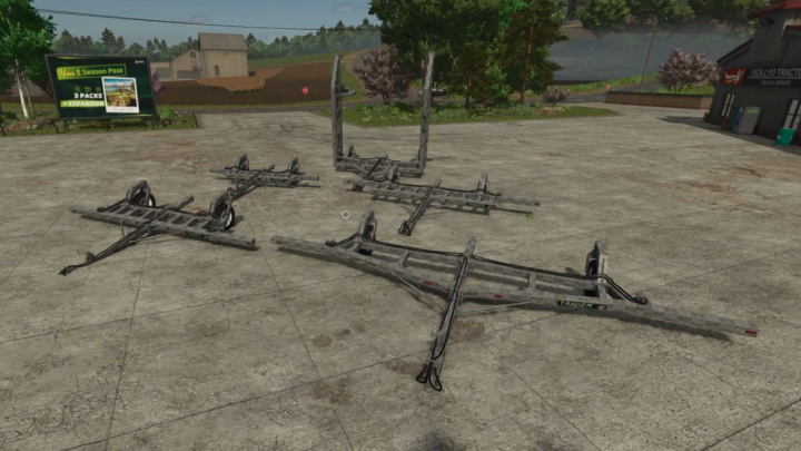 fs25-mods,  FS25 mods: Lizard Tandem Series v1.0.0.0 trailers on a concrete lot in Farming Simulator 25.