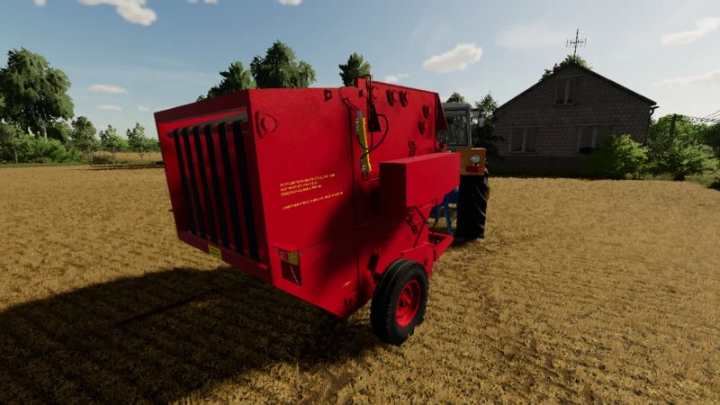 fs25-mods,  Red PRL150 v1.0.0.0 mod in FS25 on a farm, showcasing Farming Simulator 25 mods.