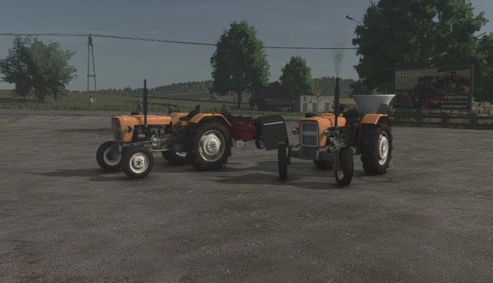 fs25-mods,  FS25 mods image showing two Ursus C-330 tractors by WafelekLS v1.0.0.0 in a farm setting.