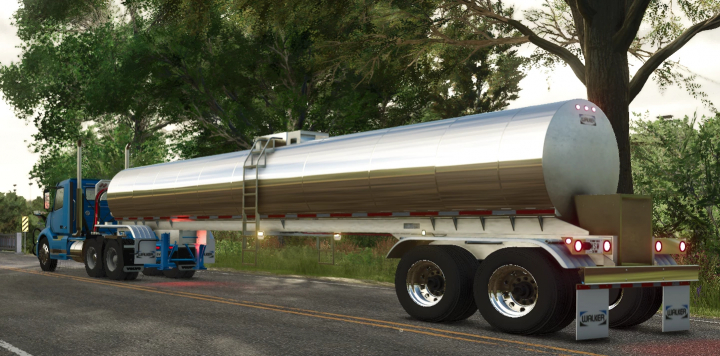 fs25-mods,  FS25 mod Walker Food Grade Tanker in a rural setting, showcasing its detailed design in Farming Simulator 25.