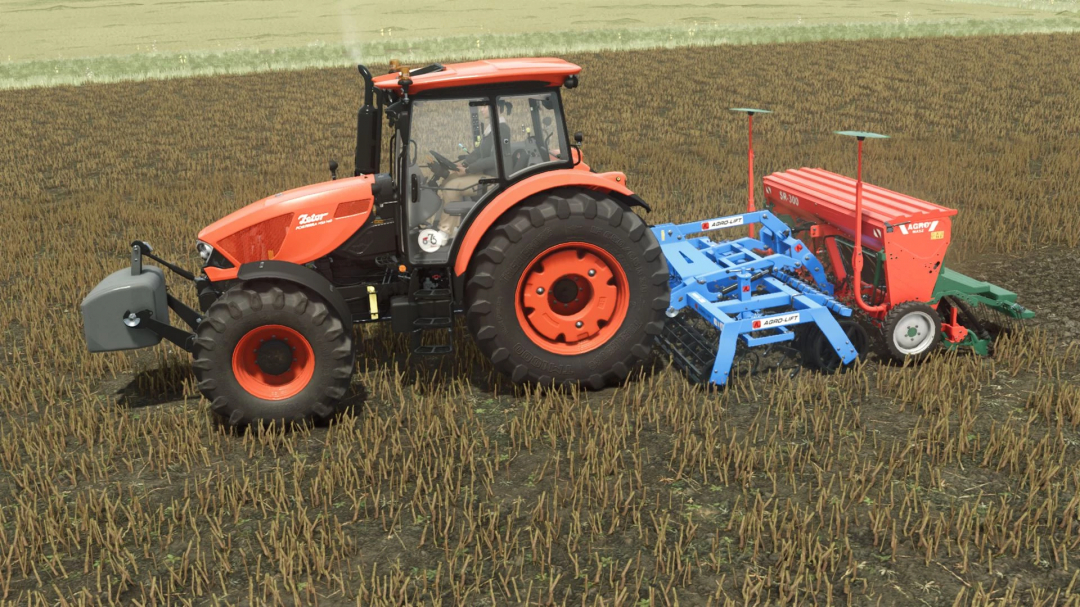 FS25 mod Agro-Lift AUS2-H with red tractor in field