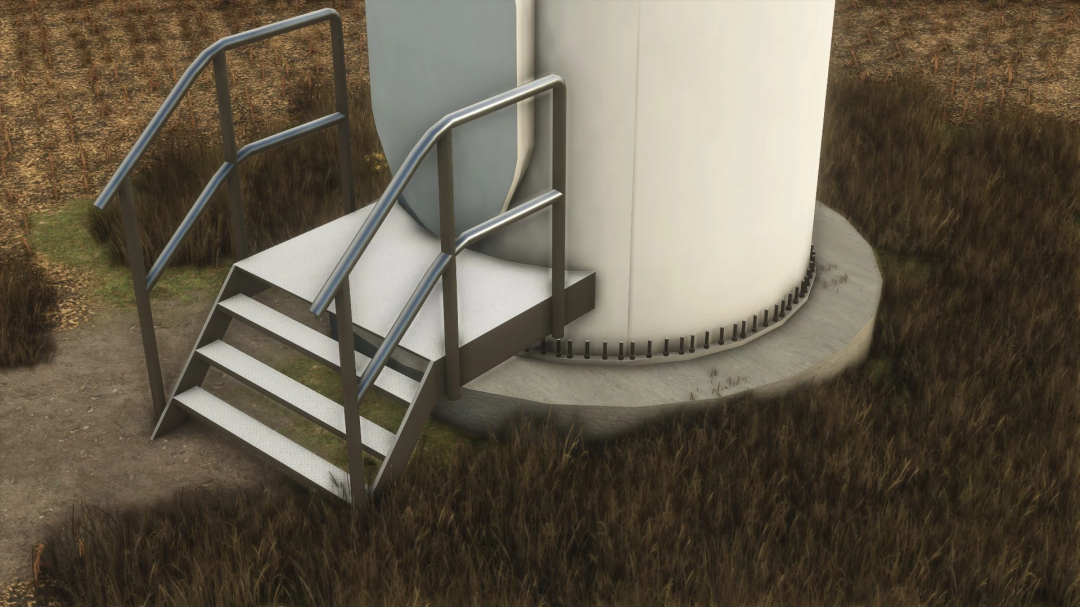 Close-up of American Wind Tower base with steps in FS25 mod.