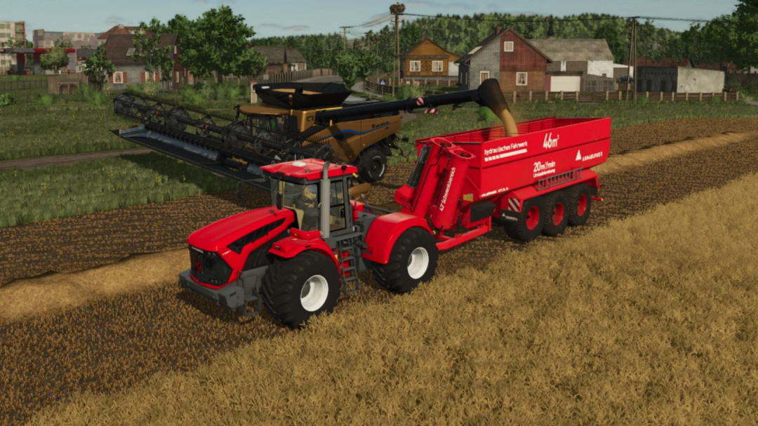 FS25 mod Annaburger HTS3416 v1.0.0.0 in action on wheat farm, Farming Simulator 25.