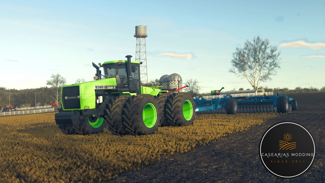 Case IH QT/Steiger Big Frame Series tractor plowing field in FS25 mod.