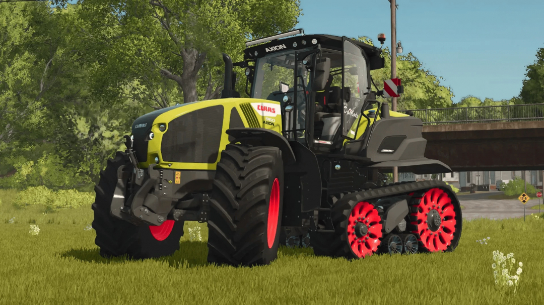 Claas Axion 900 TT Special tractor mod in FS25, in a grassy field.