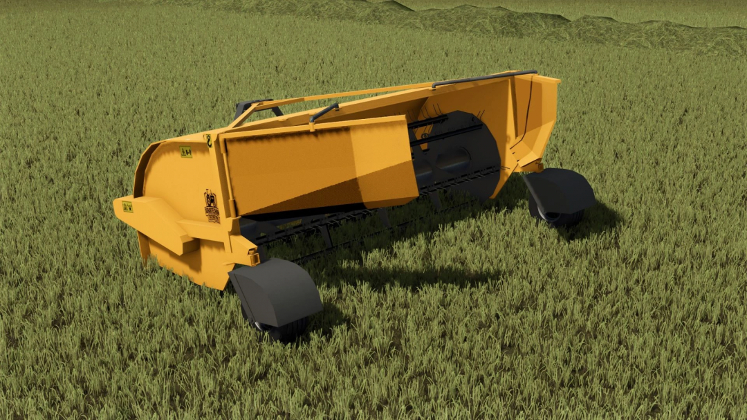 Ehlo TR300 mod in FS25, a yellow farming machine on a grassy field.