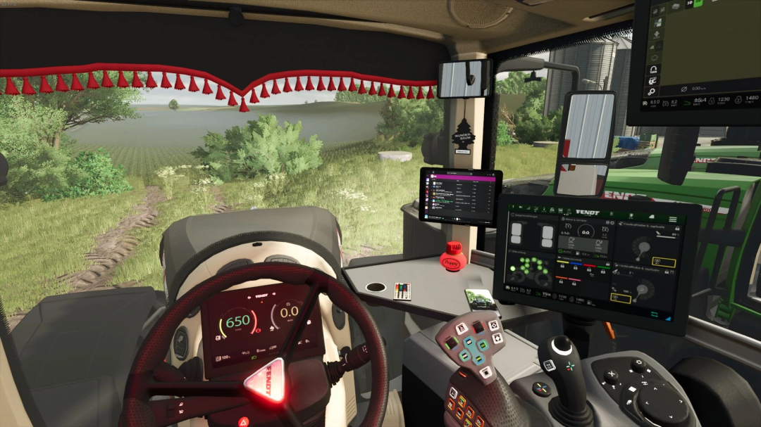 Interior of Fendt 1000 Vario Edit v1.0.0.0 showing dashboard in FS25 mod.