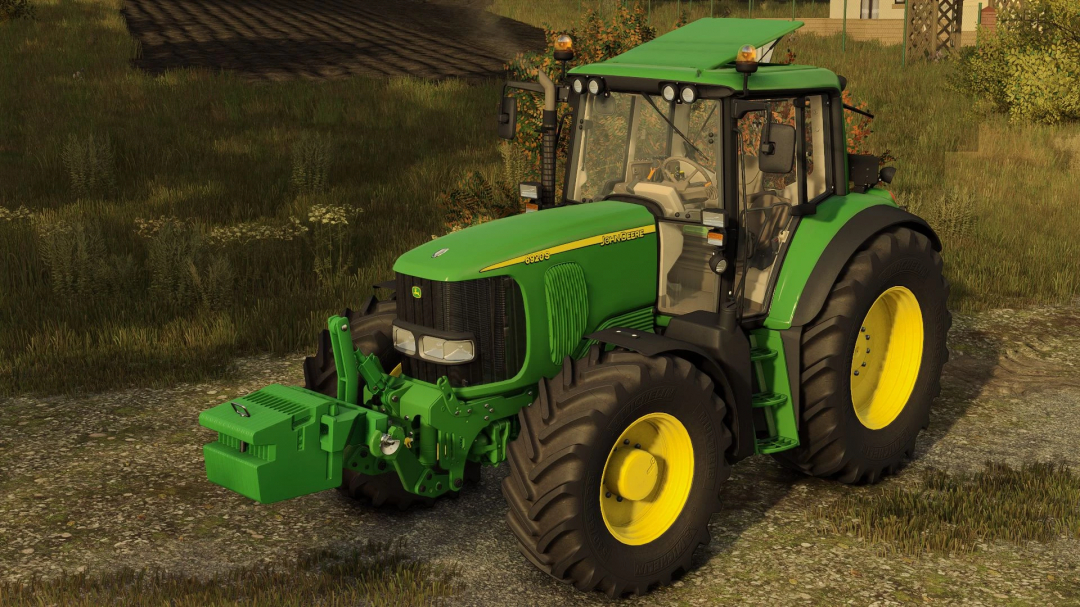 John Deere 6x20 Series tractor mod for FS25 on grass path.