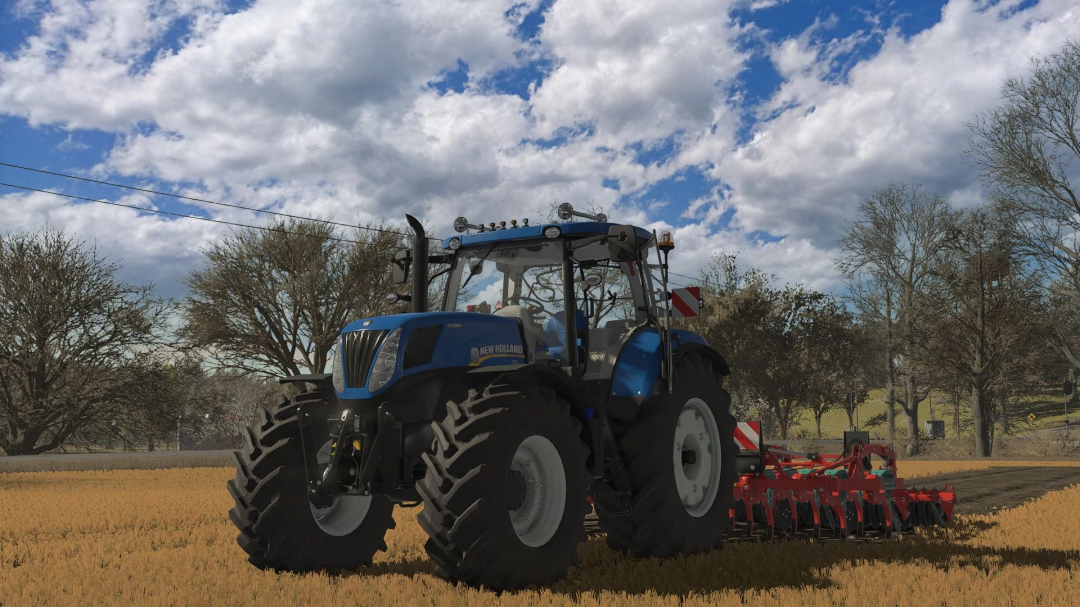 New Holland T7 Series v1.2.0.0 mod for FS25 displayed in a field.