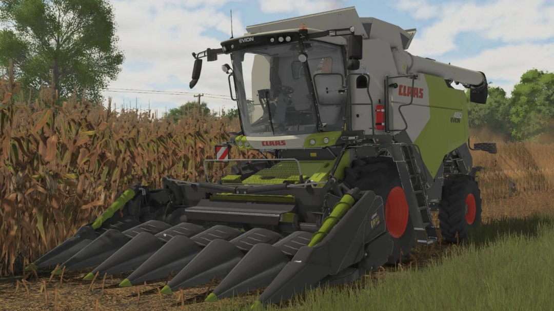 FS25 mod Olimac Drago GT6 v1.0.0.0 in action harvesting corn.