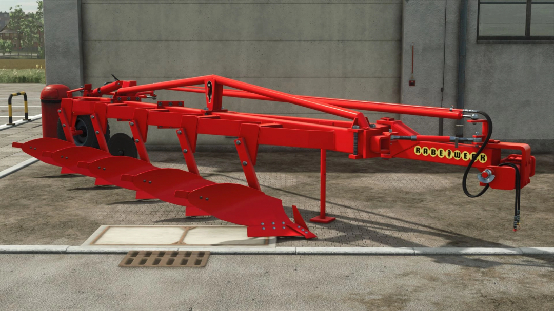 Rabe Condor C85-40 plow mod in FS25, Farming Simulator 25 mod, shown in a garage setting.