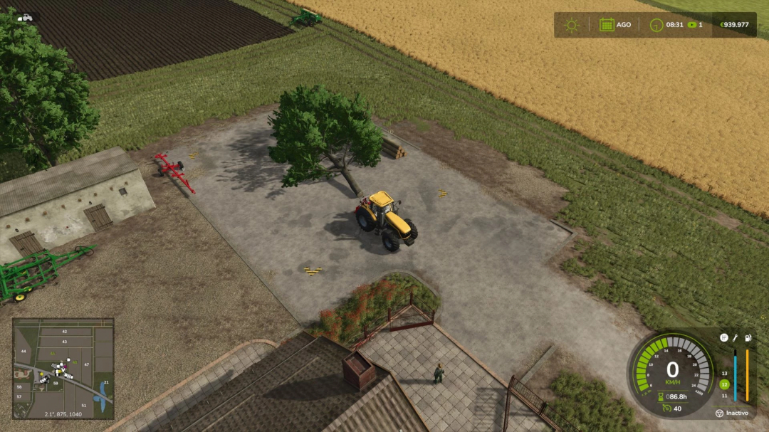 FS25 mod 'Wood Sell Point v1.0.0.0' displaying a tractor near a felled tree and logs in Farming Simulator 25.