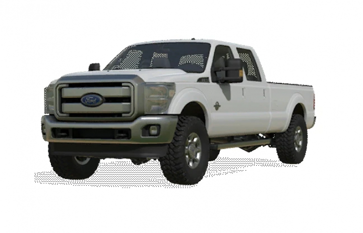 fs25-mods,  2015 Ford F350 Small Lift mod in Farming Simulator 25 showcasing a white pickup truck.