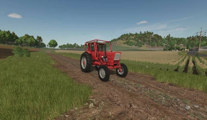 fs25-mods,  Red Belarus 50/80 tractor mod on a dirt path in FS25, showcasing Farming Simulator 25 mods.