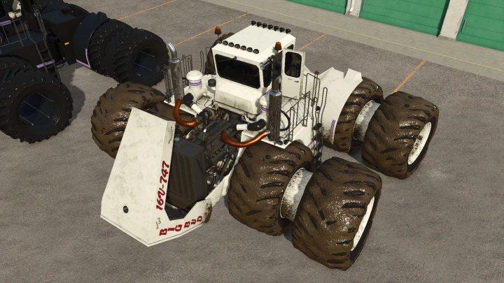 fs25-mods,  Big Bud 747 tractor mod in Farming Simulator 25, showing large wheels and detailed machinery.