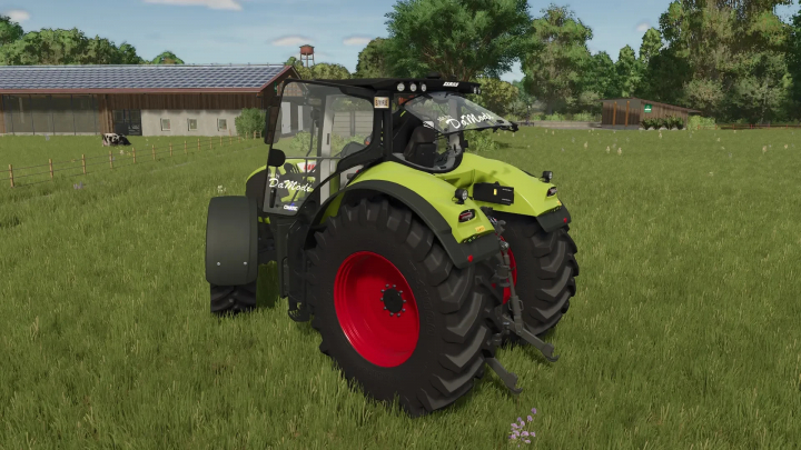 fs25-mods,  Claas Axion 900 Special tractor mod in FS25, showcasing its design in a grassy field. Farming Simulator 25 mods.