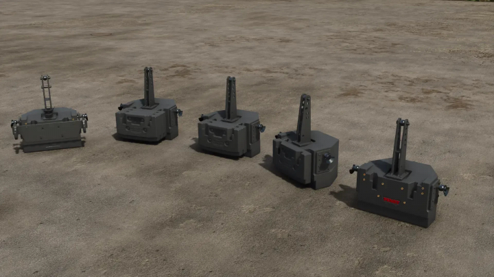 fs25-mods,  Five Fendt weights mod for FS25 on a concrete surface.