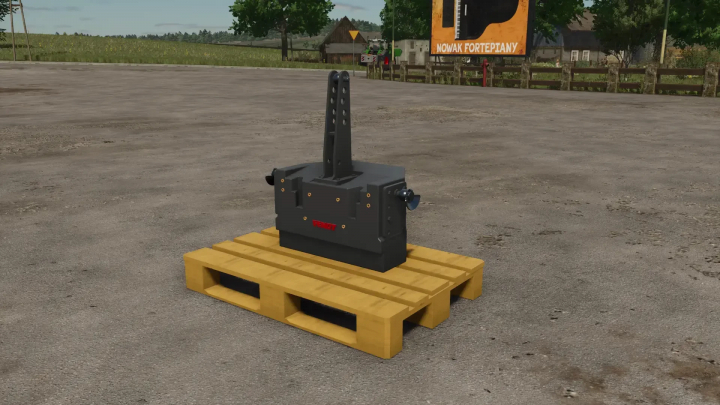 fs25-mods, Fendt Weight mod on wooden pallet in FS25, enhancing vehicle stability.