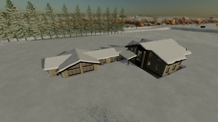 fs25-mods,  FS25 mod House 5 bed 4 bath v1.0.0.0 in snowy landscape, featuring modern architecture.