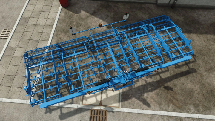 fs25-mods,  Top view of Lemken Korund 750L cultivator, a mod for FS25, showcasing its blue agricultural design.