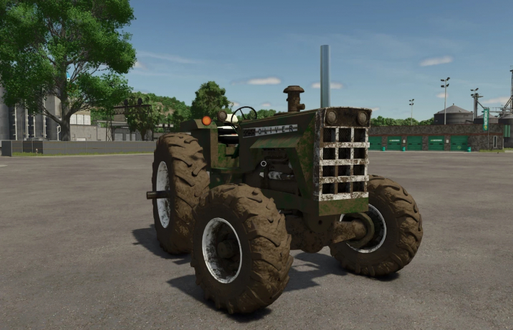 fs25-mods,  Oliver 2255 tractor mod for Farming Simulator 25, showcasing a vintage design with rugged tires on a sunny farm setting.