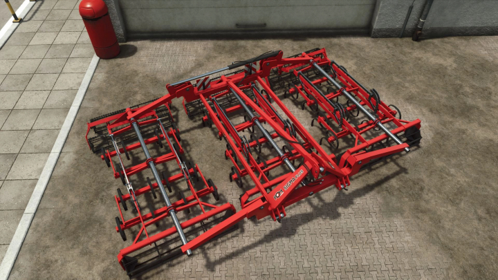 fs25-mods, POM Brodnica Sigma Plus cultivator mod for FS25 displayed in yard.