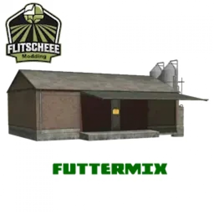 fs25-mods,  FS25 mod Pig feed production building with Flitscheee Modding logo