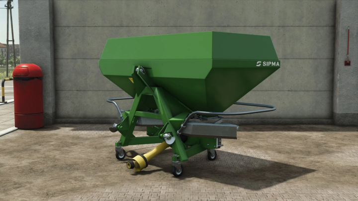 fs25-mods,  Sipma RN610 Antek mod for FS25, showcasing green agricultural equipment against a concrete wall.