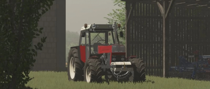 fs22-mods,  FS22 mods: Ursus 1614 turbo edit tractor parked by a barn in Farming Simulator 22.