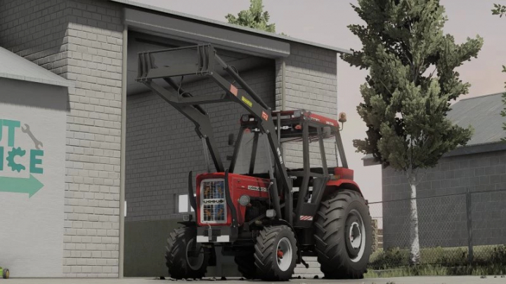 fs22-mods,  FS22 mod Ursus c360 GR PATRYOQQ tractor parked by a building in Farming Simulator 22.