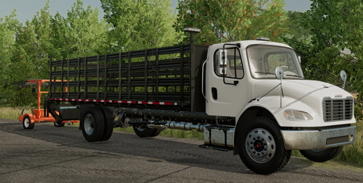 fs22-mods,  FS22 mod: Wanco Arrow Board Trailers with truck on a road in Farming Simulator 22.