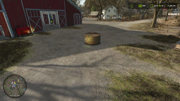 fs25-mods, FS25 Water Distributor mod; brown tank near a barn in Farming Simulator 25.