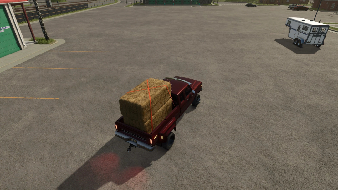 A 78 Ford F350 with hay bales in Farming Simulator 25 mod.