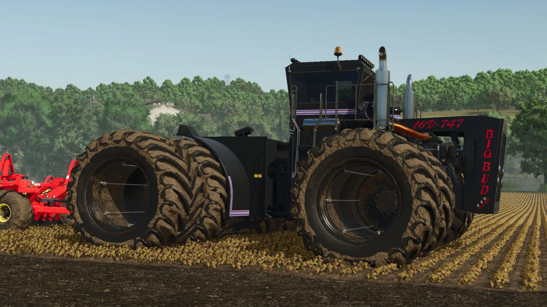 Big Bud 747 tractor mod in FS25 on a farm field