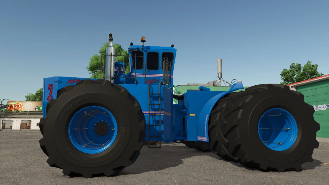 Big Bud 747 tractor mod in FS25, version 1.2.0.0, showcasing large blue design with black tires.