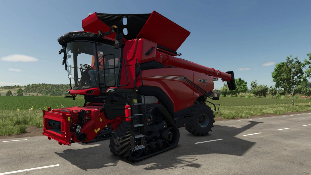 The Case IH Harvesting Pack mod for Farming Simulator 25 features a red combine harvester in a field setting.