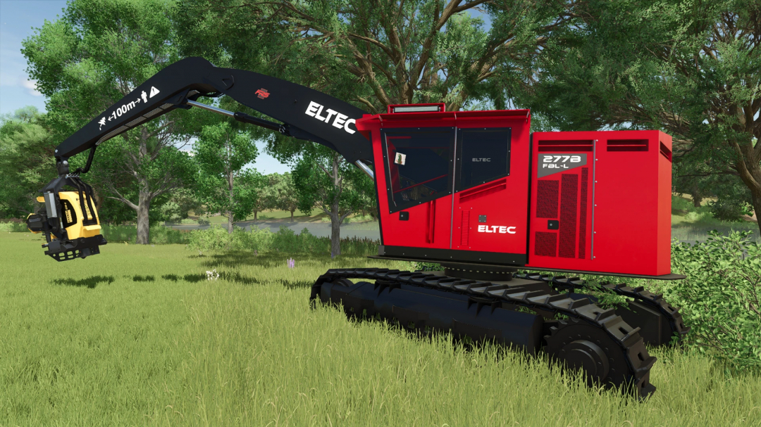 Eltec FH 277B mod in FS25 parked in a lush green field.