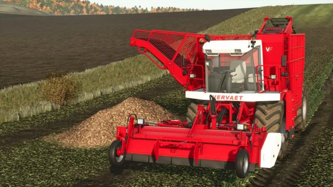 FS25 Vervaet 17t mod harvesting crops in Farming Simulator 25.