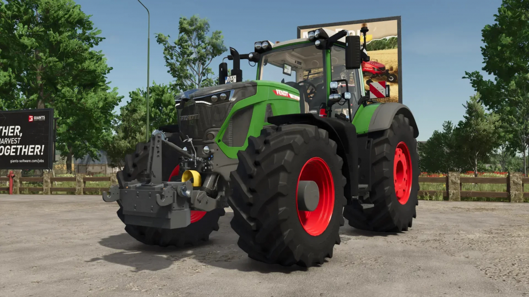 Fendt tractor with weight mod in Farming Simulator 25, showcasing FS25 mods.