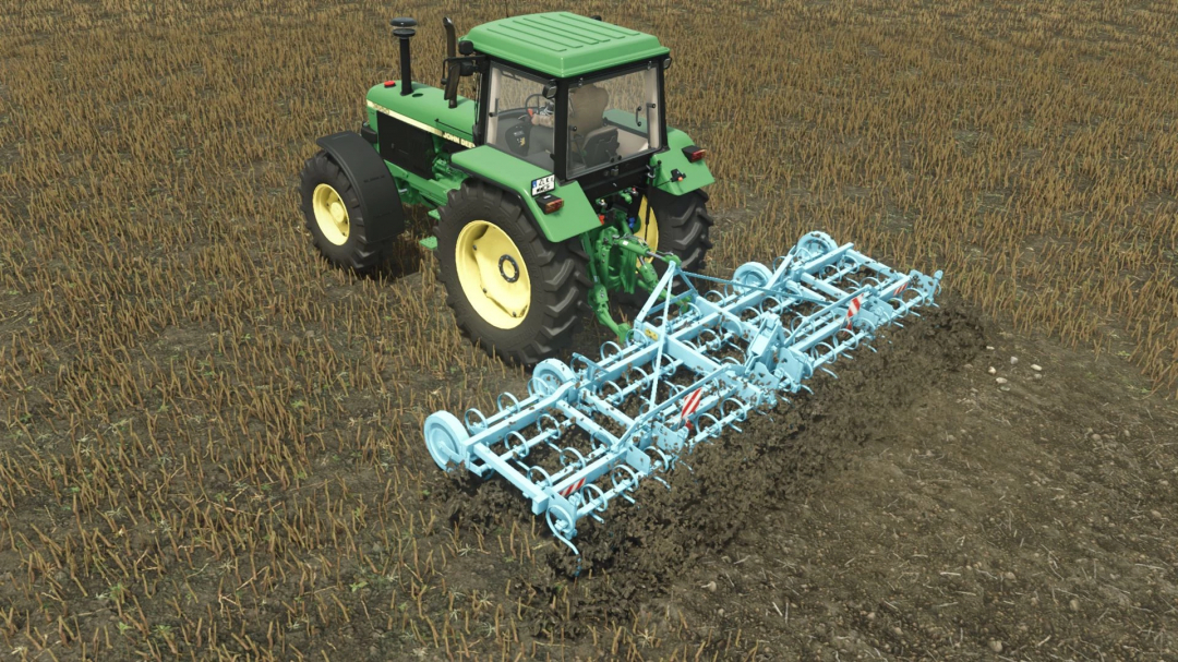 FS25 mod Fortschritt B-231 v1.0.0.0 with a green tractor cultivating a field.