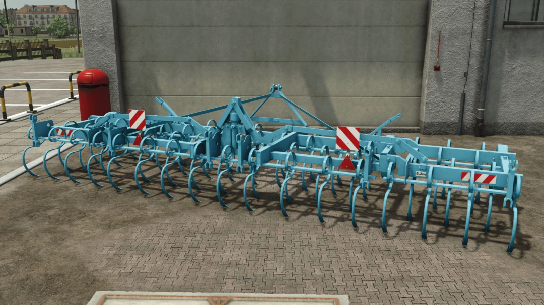 FS25 mod Fortschritt B-231 v1.0.0.0, a blue plow, displayed on concrete, enhancing Farming Simulator 25 gameplay.