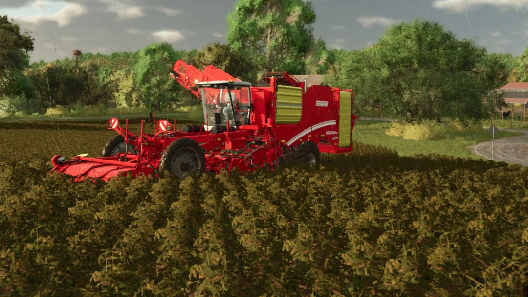 Grimme Varitron 470 Harvester in FS25 mod harvesting potatoes.