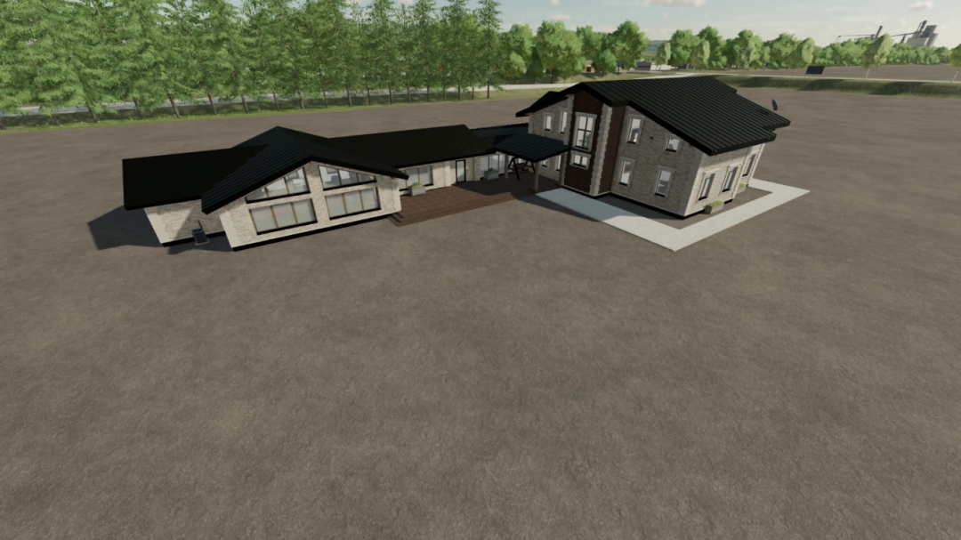 House mod with 5 beds and 4 baths for FS25, featuring a modern design and spacious layout.