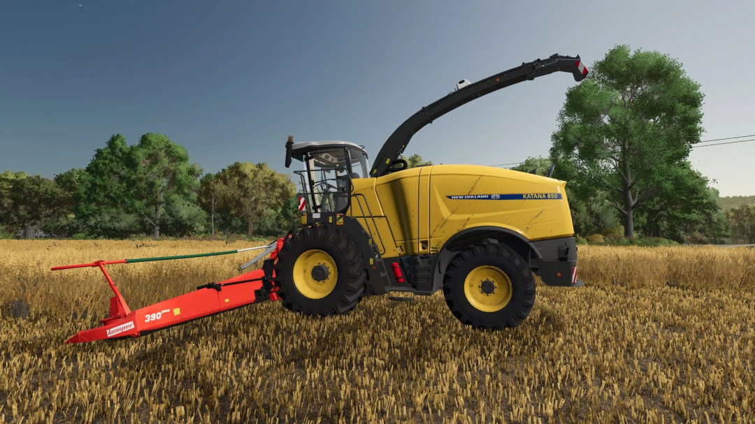 FS25 mod New Holland Katana harvester in field