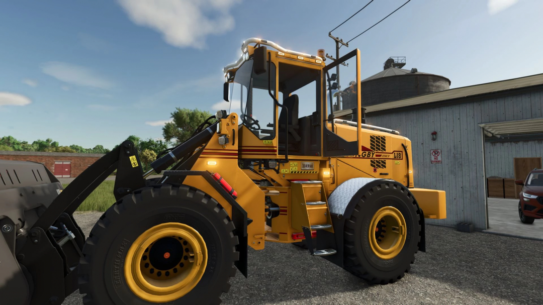 Ljungby Pack v1.0.0.0 mod for FS25 featuring a yellow loader in Farming Simulator 25.