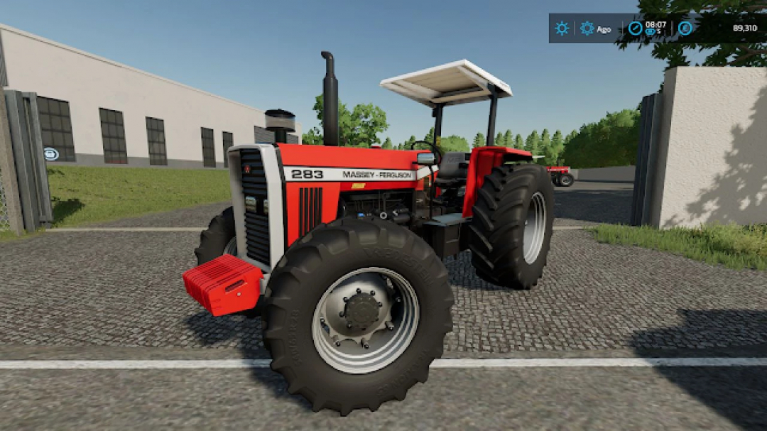 FS25 Massey Ferguson Pack Series v1.0.0.0 mod featuring a red tractor in Farming Simulator 25.