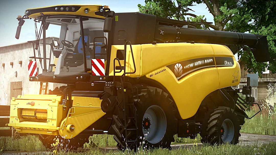 New Holland CR 9.90 harvester mod for FS25 displayed in a realistic farm setting.