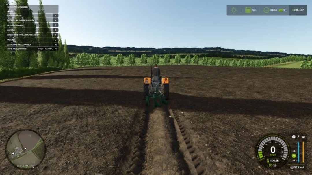 FS25 mod Plow Pack v1.1.0.0: Tractor plowing a field with realistic detail.